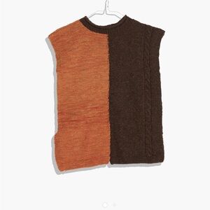 Sleeveless Mocha wool Sweater with Textured Knit